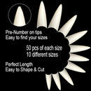 Vivace Natural Stiletto 500 Acrylic Fake False Nail Tips 11 Sizes For Nail Salon Nail Shop (Natural Stiletto) Vivace