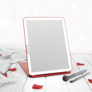 LUNA London Eclipse LED Lighted Travel Vanity Makeup Mirror | 3 Colour Light, Compact, Portable, Lighted, Rechargeable, Illuminated Mirror | Perfect for Travel, Makeup & Beauty Needs | Scarlet Red LUNA London
