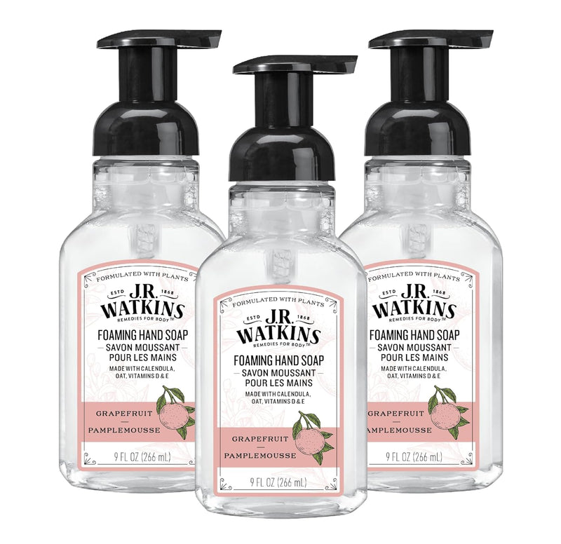 J.R. Watkins Foaming Hand Soap Pump with Dispenser, Moisturizing Hand Soap Foam, Alcohol-Free, Cruelty-Free, , Use for Kitchen or Bathroom, Eucalyptus, 9 fl oz,3 Pack Infinity Warehouse