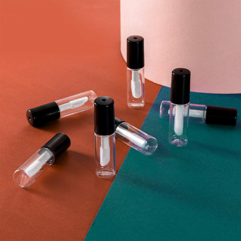 Beautyflier 20 Pack 1.5 ml Empty Lip Gloss Tubes Containers Clear Mini Refillable Lip Balm Bottles with Rubber Inserts for Lipstick Samples Travel DIY Makeup Beautyflier