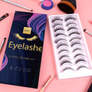 EARLLER 10 Pairs False Eyelashes Pack, 10 Styles of Mixed Mink Lashes, Reusable Handmade Makeup Lashes Set, Including 3D and 6D, Natural Look, Short and Long Lashes - Need Glue EARLLER