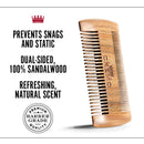 Cremo Dual-Sided Beard Comb for Grooming and Shaping Facial Hair - Made from Verawood To Prevent Snags and Static Cremo