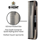 Kent A FOT Graphite Handmade All Fine Tooth Pocket Comb for Men, Women and Kids, Hair Comb Straightener for Everyday Grooming Styling Hair, Mustache and Beard, Saw Cut Hand Polished, Made in England KENT Store
