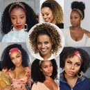 Headband Wig Afro Kinky Curly Headband Wigs for Women 180% Density Short Curly Headband Wig Synthetic Wigs Black Curly Synthetic Natural Wig Turban Wig with Headband Attached (12 inch, 1B) NAYOO Store