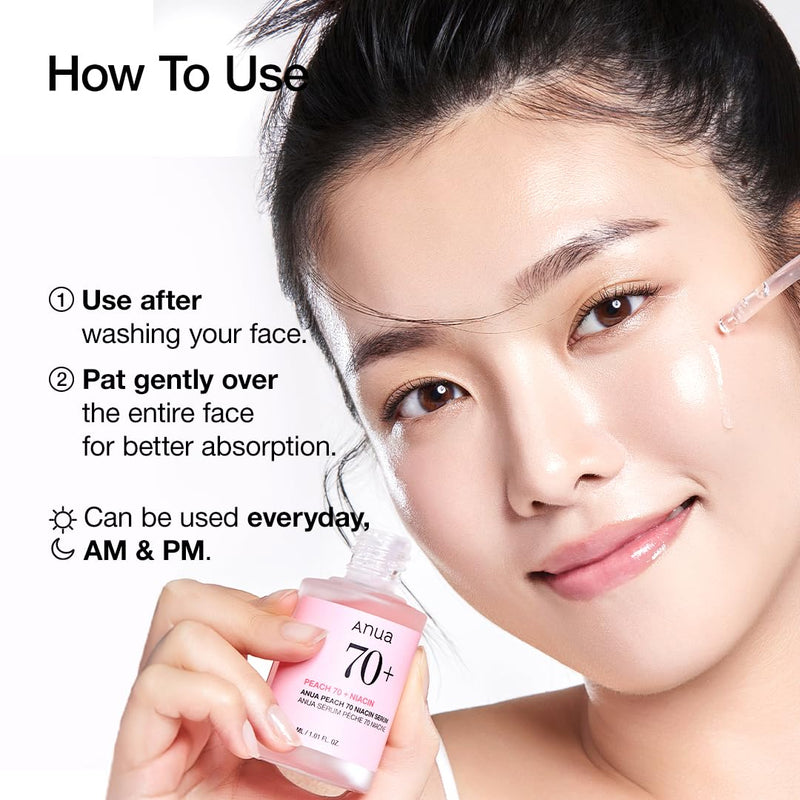 Anua Peach 70 Niacinamide Serum 30ml / brightening hydrating face serum/daily clean beauty (1.01 fl. oz.) Infinity Warehouse