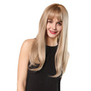 Esmee 24Inch Charming Wig Light Blonde Long Wigs for Women Middle Parting Natural Straight Heat Resistant Synthetic Wigs for White Women with Bangs Esmee