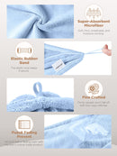 Microfiber Hair Towel,Hicober 3 Packs Hair Turbans for Wet Hair, Drying Hair Wrap Towels for Curly Hair Women Anti Frizz(Blue,Blue,Grey) Hicober