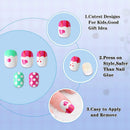96 Pieces Children False Nails Fake Press on Nails Kit for Girls Stick on Nails (Romantic Love) JANYUN Store