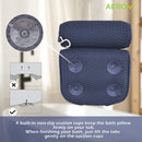 AEROiVi Bathtub Pillow Headrest Bath Pillows for Tub Neck and Back Support with Non Slip Suction Cups Spa Bath Cushion Dark Blue AEROiVi