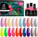 Beetles 20 Pcs Gel Nail Polish Kit, Spring into Summer Collection Soak Off Nail Gel Polish Pastel Nail Polish Neon Gel Polish Starter Kit with Glossy & Matte Top Coat and Base Coat beetles Gel Polish Store