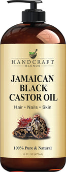 Handcraft Jamaican Black Castor Oil for Hair Growth, Eyelashes and Eyebrows - 100% Pure and Natural Carrier Oil & Body Oil - Use As Aromatherapy Carrier Oil, Moisturizing Massage Oil - 16 fl. oz Handcraft Blends
