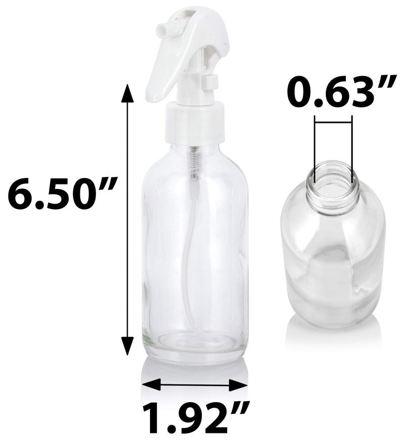 4 oz / 120 ml Clear Glass Boston Round Bottle with White Trigger Spray (12 pack) JUVITUS