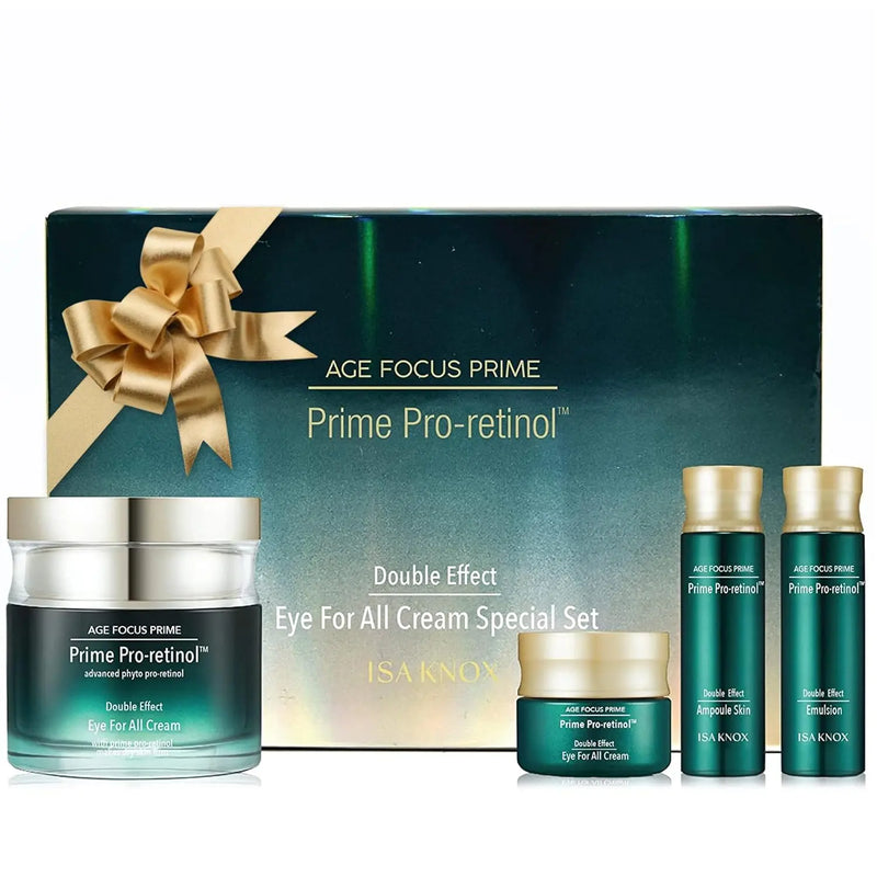 Isa Knox AGE FOCUS Prime Double Effect Eye For All Cream Set (3.4fl oz) - Korean Skincare Set, Lightweight Rich Eye Cream, Toner, Emulsion by LG Beauty. Daytime Retinol. Infinity Warehouse