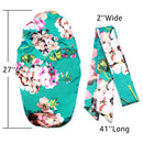 Sent Hair Extra Long Satin Bonnet Sleep Cap for Women Double Layer Silky Hair Bonnet for Braids,Curly,Long Hair- Soft Elastic Band,Green Floral sent hair