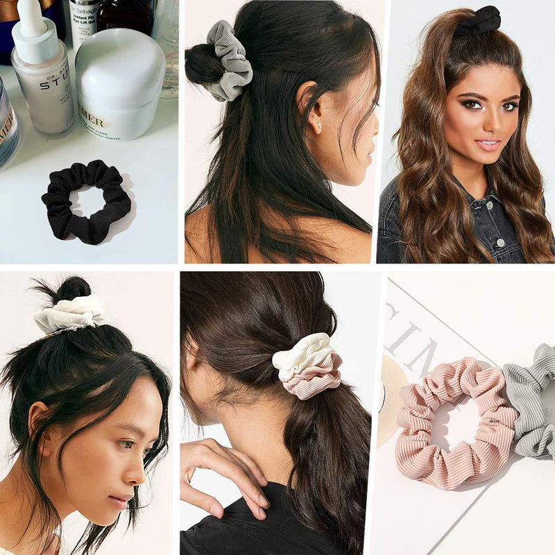 Scrunchies Hair Ties Cotton Scrunchy for Girls Women Thick Hair Cute Hairties Scrunchy For Thick Curl Hair No Crease Hair Accessories Soft Ropes Ponytail Holder No Hurt Your Hair Ivyu
