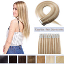 40 PCS Tape In Human Hair Extensions Double Side Tape Skin Weft Invisible Hair Extensions Hightlight Balayage Silk Straight For Women (20'',100g/40pcs,