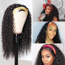 Nadula 10A Malaysian Curly Human Hair Half Wig Malaysian Curly Headband Wigs WEAR WITH OR WITHOUT Headband For Black Women Glueless 3/4 Half Wig 150% Density (24inch) Nadula Store