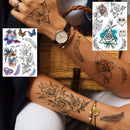 Yezunir 6 Sheets Watercolor Flower Temporary Tattoos For Women Girls Small Lavender Sweetpea Diamond Glitter Face Fake Tattoos Temporary Women Rose Floral Geometric Butterfly Feather Birds Tatoos Set Yezunir