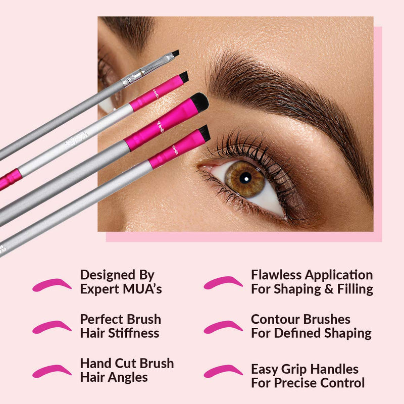 Eyebrow Brush Kit Thin Angled - Eye Brow Concealer Contour Brush to Shape and Conceal Eyes Duo Spoolie Brushes Firm Bristles Definer for Filling Pomade Gel | Defining Arches Winged Eyeliner Stencil Vertex