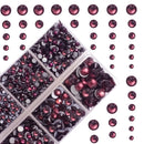 4000Pcs Mixed Size Hot Fix Round Crystals Gems Glass Stones Hotfix Flat Back Rhinestones (Amethyst) MASSIVE BEADS