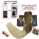 GOO GOO Human Hair Extensions Clip in Ombre Ash Brown to Platinum Blonde 120g 7pcs 18 Inch Straight Real Clip in Hair Extensions Thick Hair Weft Natural Remy Hair Extensions for Women GOO GOO Store