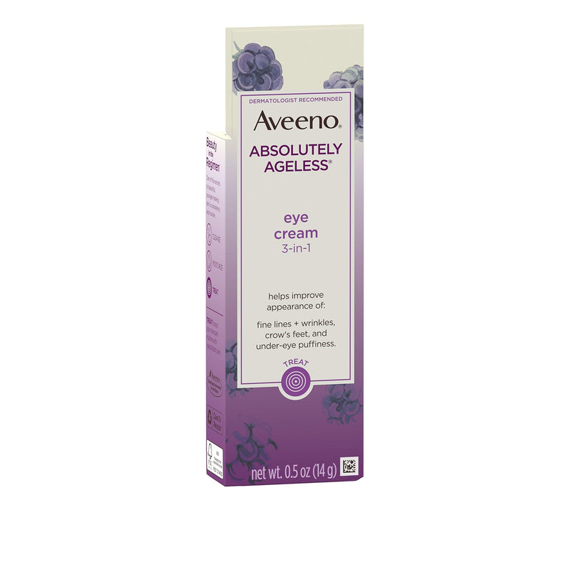 Aveeno Absolutely Ageless 3-in-1 Anti-Wrinkle Eye Cream for Fine Lines & Wrinkles, Crows Feet, & Under-Eye Puffiness, Antioxidant Blackberry Complex, Hypoallergenic, Non-Greasy, 0.5 oz Aveeno