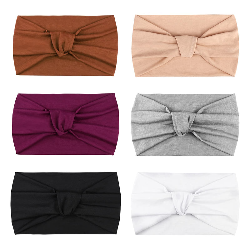 DRESHOW 6 Pack African Headbands Knotted Hairbands Yoga Sport Turban Head Wraps Wide Headband for Girls Hair Bands Accessories DRESHOW