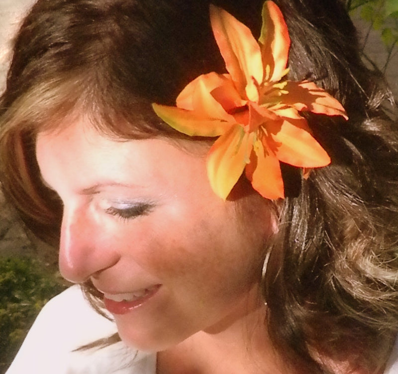 Double Orange Lily Flower Hair Clip Hair Flowers