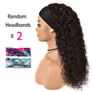 HeadBand Wig Curly Human Hair Wigs for Black Women None Lace Front Water Wave Wigs Machine Made Wigs Natural Color 150% Density 20 Inch MISSJAY
