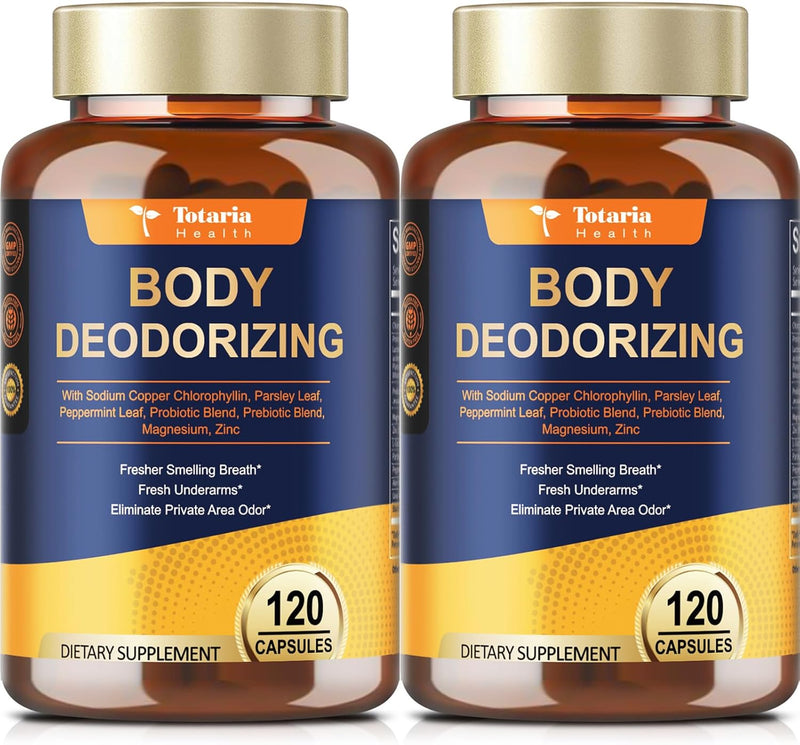 Chlorophyll Body Deodorizing Supplement with Probiotic & Prebiotic, Magnesium, Zinc, L-Glutamine Deodorant Supplements for Women & Men, 120 Count Infinity Warehouse
