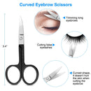 Tweezers Set, 4Pcs Eyebrows Tweezers and a Pair of Scissor with Leather Case, Great Precision for Eyebrow, Ingrown Hair, Splinter, Facial Hair Removal By HAWATOUR - Black HAWATOUR