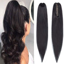 100% Remy Human Hair Ponytail Extension One Piece Claw/Jaw Clip Ponytail Hairpiece Clip In Pony Tail Extensions For Girl Lady Women Long Straight
