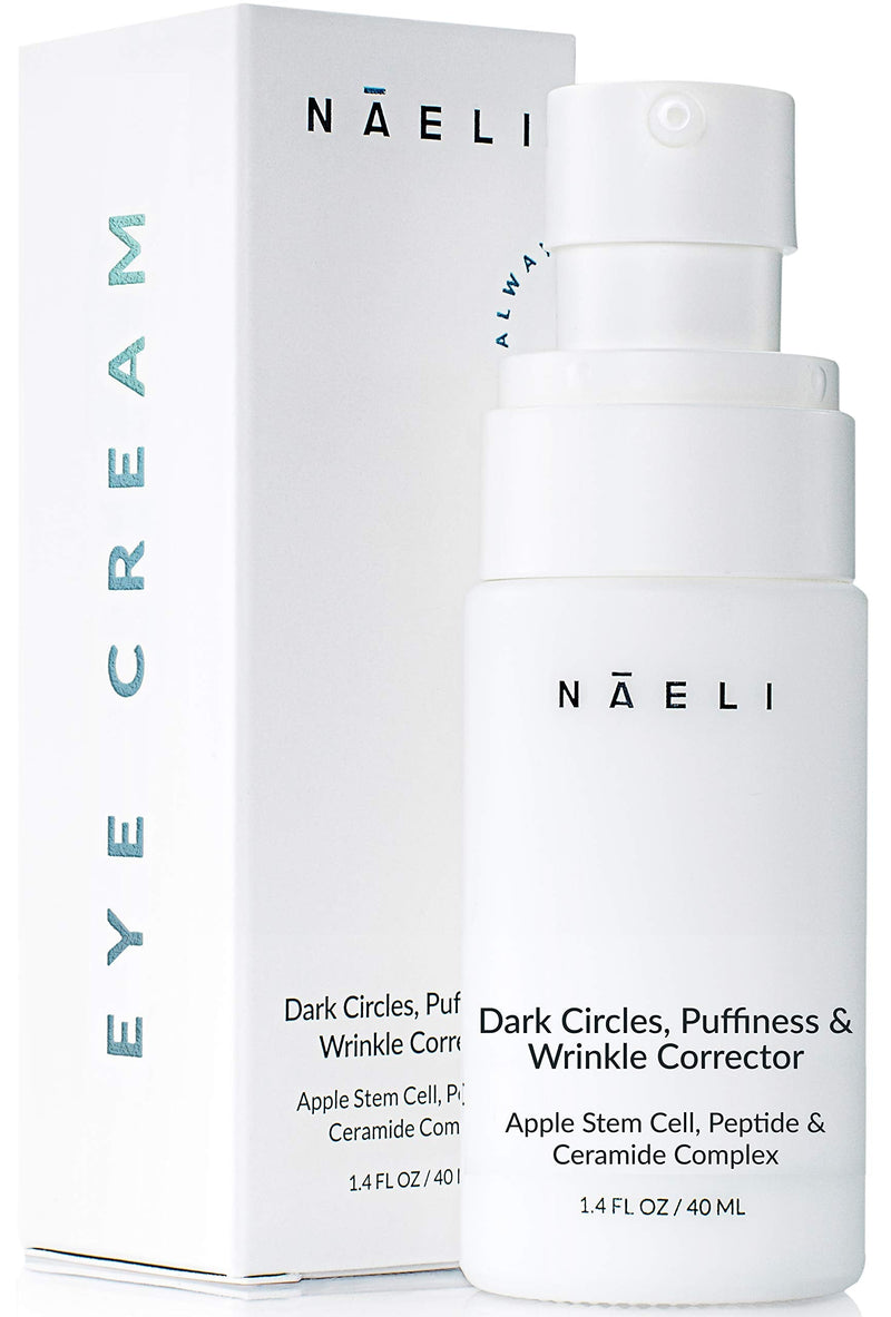 Eye Cream for Dark Circles, Puffiness & Wrinkles with Anti Aging Apple Stem Cell & Peptide Complex - Reduces Fine Lines, Diminishes Bags & Restores Under Eye, 1.4 oz. NAELI Store