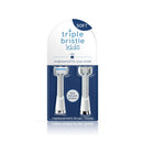 Triple Bristle Kids Sonic Toothbrush Replacement Heads | Patented 3 Brush Head Design | Angled Bristles Clean Each Tooth | Kids Sized Electric Brush Head Refill | Safe on Braces | 2 Pack Triple Bristle