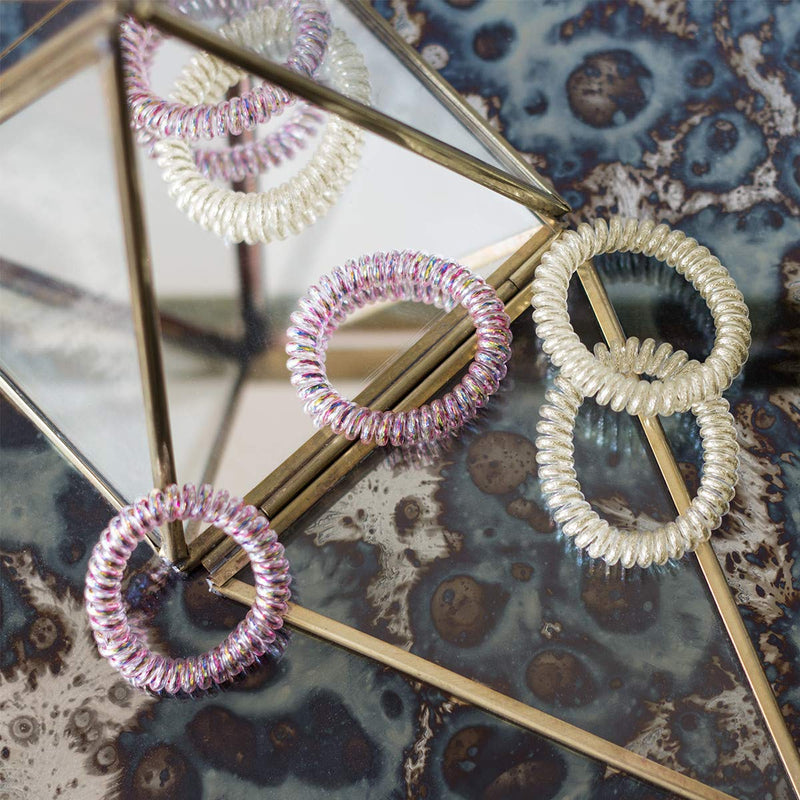 invisibobble SLIM Traceless Spiral Hair Ties - Pack of 3, Vanity Fairy - Strong Elastic Grip Coil Hair Accessories for Women - No Kink, Non Soaking - Gentle for Girls Teens and Thick Hair invisibobble