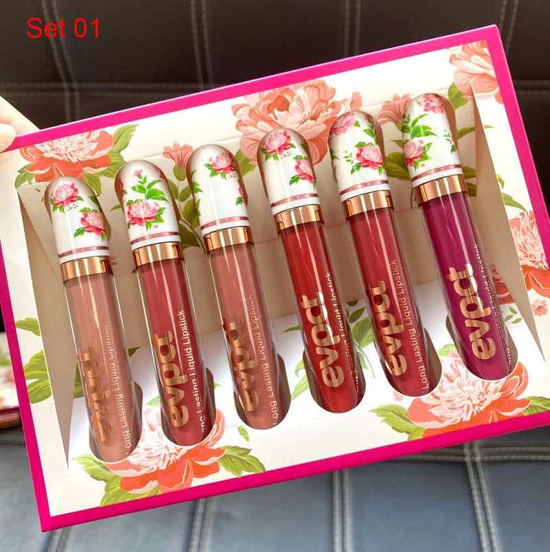 6Pcs Matte Liquid Lipstick Set,Dark Red Matte Lipstick Lip Stain Long Lasting 24 Waterproof Lip Gloss Gift Set ,Lipstick Sets for Women Lippies Lip Makeup Lipgloss Beauty Kit (Set01) evpct