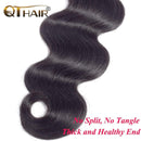 QTHAIR 12A Brazilian Body Wave Human Hair(20" 20" 20",300g,Natural Black) 100% Unprocessed Brazilian Virgin Hair for Black Women QTHAIR