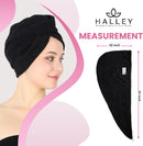 HALLEY Cotton Hair Towel Wrap (3 Packs) Super Absorbent Fast Drying Turbans for Thick, Wet Hair with Button (Black) Infinity Warehouse