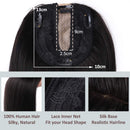 Hairro 16 Inch Silk Base Clip in Human Hair Topper for Women Highlight Medium Brown to Dark Blonde Crown Top Clip on Toupee Extensions with 4 Clips Filler Hairpiece for Thinning Hair
