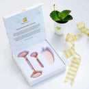 Rose Quartz Roller with Gua Sha, Mini Eye Roller set - Jade Roller for Face - Face Roller 100% Natural Authentic Crystal - Face Massager, Facial Roller for Skin Care, Eyes, Neck - Tones, Firms, Depuff MoValues