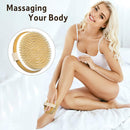 Metene 2 Pack Bamboo Dry Body Brushes, Shower Brush Wet and Dry Brushing, Dry brush for Cellulite and Lymphatic, Body Scrubber with Soft and Stiff Bristles, Suitable for All Kinds of Skin Metene