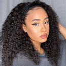 Eooma Curly Headband Wig Human Hair Wigs for Black Women (20 inch) Brazilian Curly None Lace Front Wigs Human Hair Scarf No Gel Glueless Remy Hair Wig Eooma
