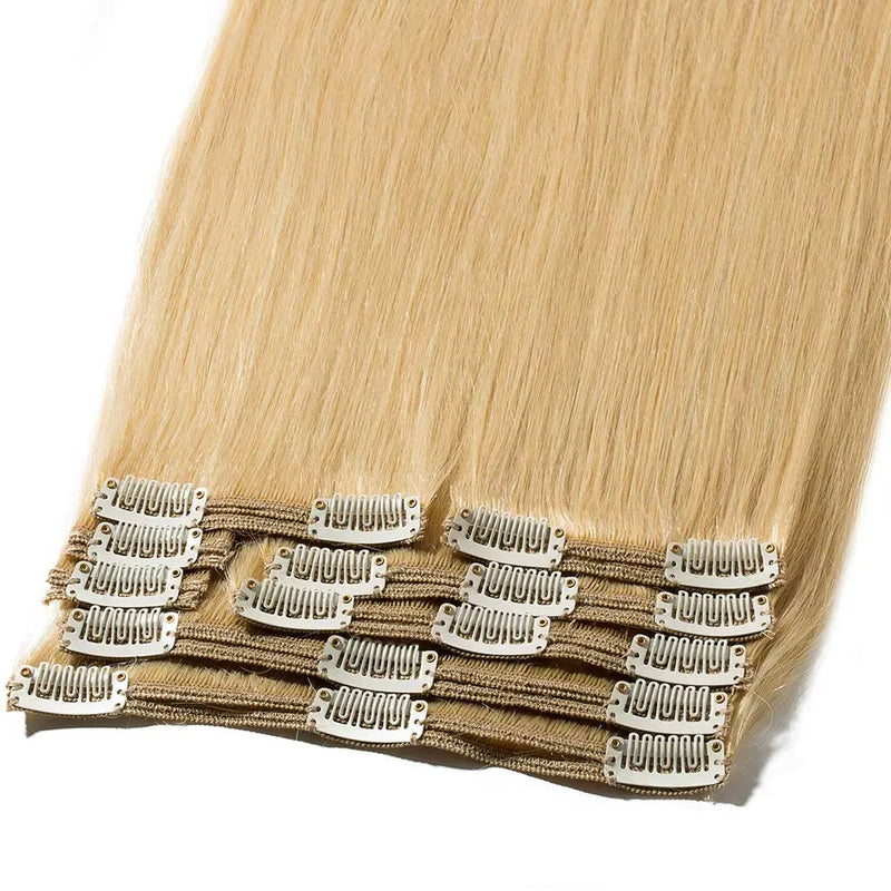 Double Weft Clip in Remy Human Hair Extensions 10''-22'' Grade 7A Quality Full Head Thick Thickened Long Soft Silky Straight 8pcs 18clips for Women Beauty 16" / 16 inch 130g,