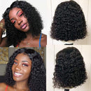 ISEE Hair Lace Front Wigs Human Hair Short Bob Wigs For Black Women Brazilian Kinky Curly Wavy 4x4 Lace Closure Wigs Pre Plucked with Baby Hair 150% Density (14inch) ISEE