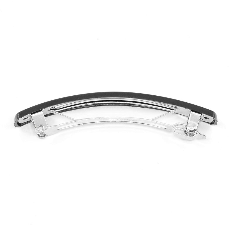 Camila Paris AD820 French Hair Barrette Clip for Girls, Black, Rubberized Metal Clasp, Strong Hold Grip Hair Clips for Women, No Slip and Durable Styling Girls Hair Accessories, Made in France Camila