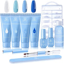 Makartt Blue Poly Nail Gel Kit Gel Nail Builder Kit with Slip Solution Clear Nails Acrylic Gel Nail Kit for Nail Building Nail Extension Kit Dual Forms Base Top Coat All-in-One Gel Nail Starter Kit Makartt
