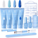 Makartt Blue Poly Nail Gel Kit Gel Nail Builder Kit with Slip Solution Clear Nails Acrylic Gel Nail Kit for Nail Building Nail Extension Kit Dual Forms Base Top Coat All-in-One Gel Nail Starter Kit Makartt