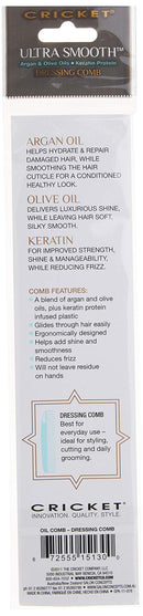 Cricket Ultra Smooth Dressing Comb for Hair Cutting and Styling, Anti-Frizz Cricket