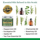 100% Natural Peppermint Eucalyptus Tea Tree Body & Foot Scrub - w/ Collagen & Stem cells, Best for Acne, Dandruff & Warts, Helps with Corns, Calluses, Athlete foot, Jock Itch & Body Odor (11 oz) First Botany