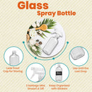 Clear Glass Spray Bottles For Cleaning Solutions (4 Pack) - 16 Ounce, Refillable Sprayer for Essential Oil, Water, Kitchen, Hair. Durable Black Trigger Sprayer w/Mist and Stream Settings (Clear) Homeries